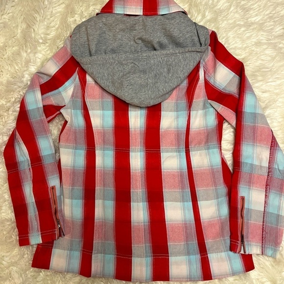 Hurley Women’s Colorful Plaid Double Breasted/Zipper Jacket with Hoodie. Size L - Picture 3 of 16